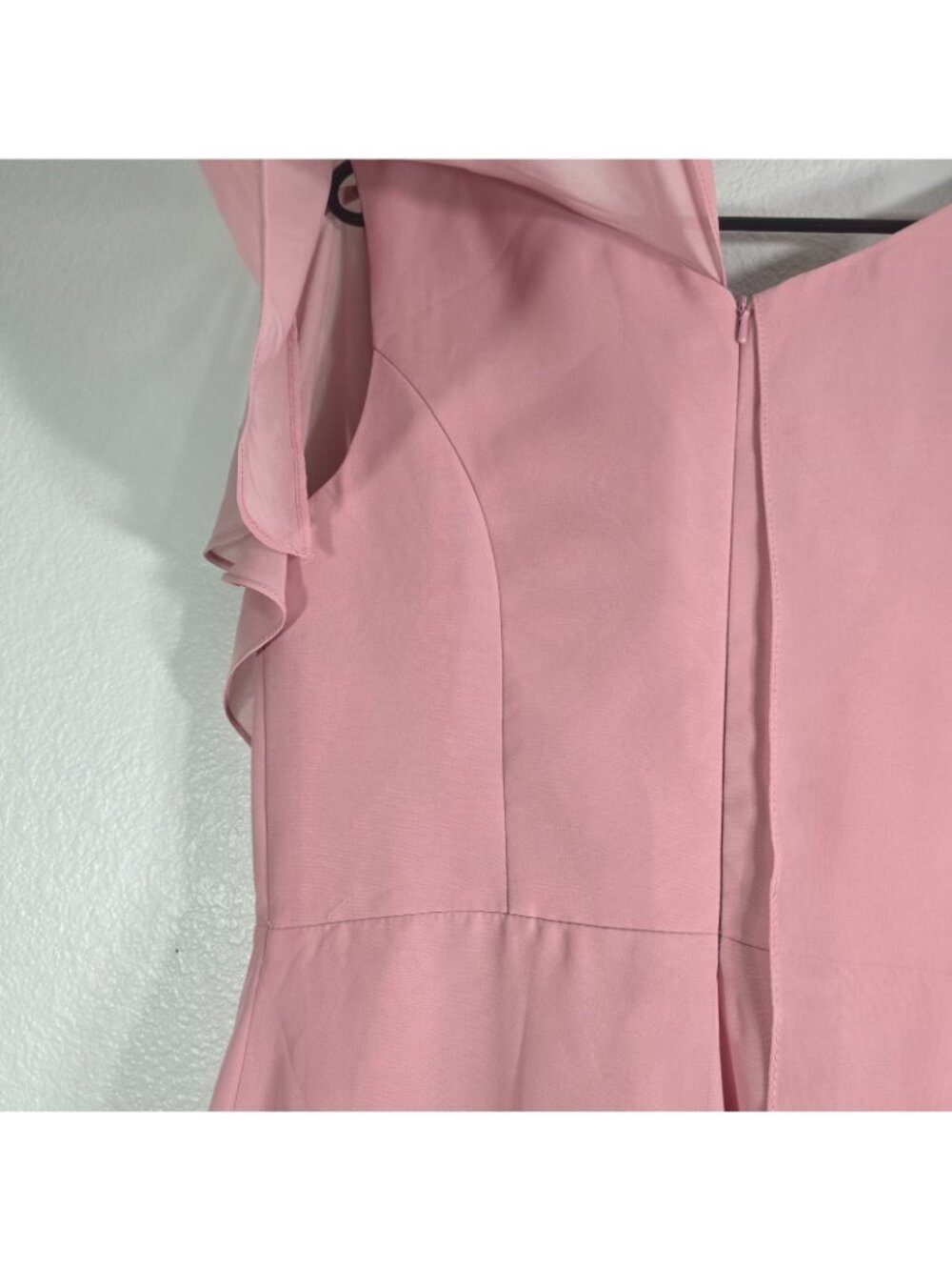 JJs House Chiffon Dress Women Size 10 Pink V Neck Flutter Sleeve Wedding Party - Picture 5 of 7